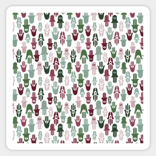 Pattern in green and pink hand symbols Sticker